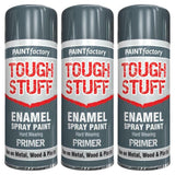 3X Paint Factory Tough Stuff Enamel Grey Primer 400ml Spray Paint