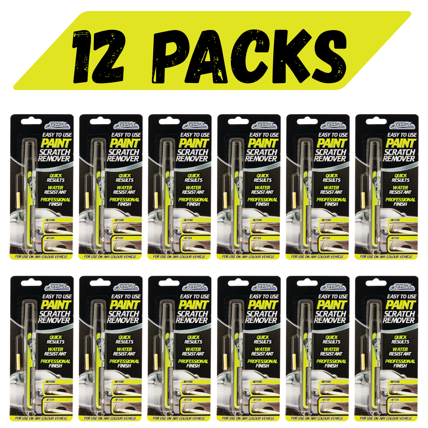 12 packs of car scratch remover pen for easy paint repair on vehicles