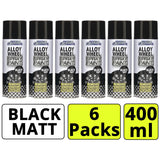 6X Alloy Wheel Black Matt Spray 400ml Spray Paint