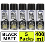 5X Alloy Wheel Black Matt Spray 400ml Spray Paint