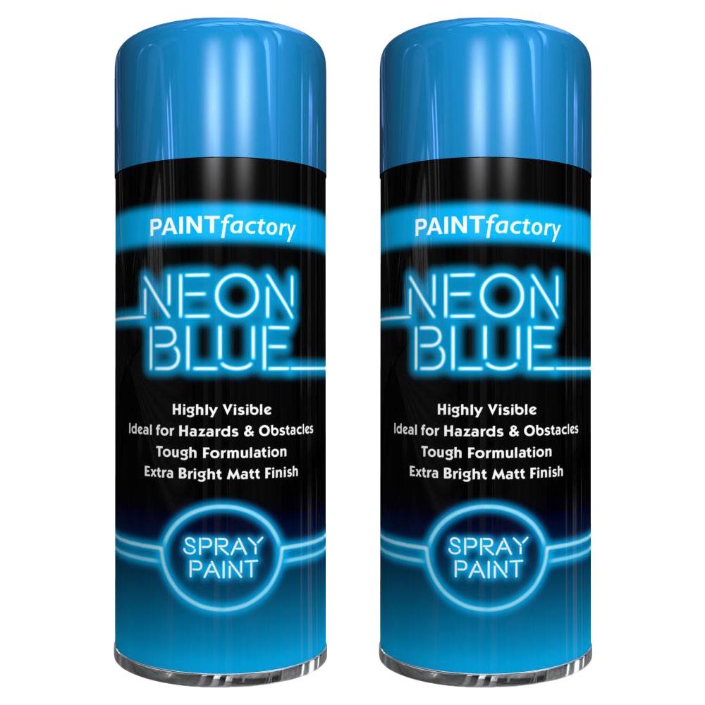 2X Paint Factory Blue Fluorescent Neon Spray Paint 200ml Spray Paint
