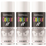 3X Paint Factory White Satin Spray Paint 400ml