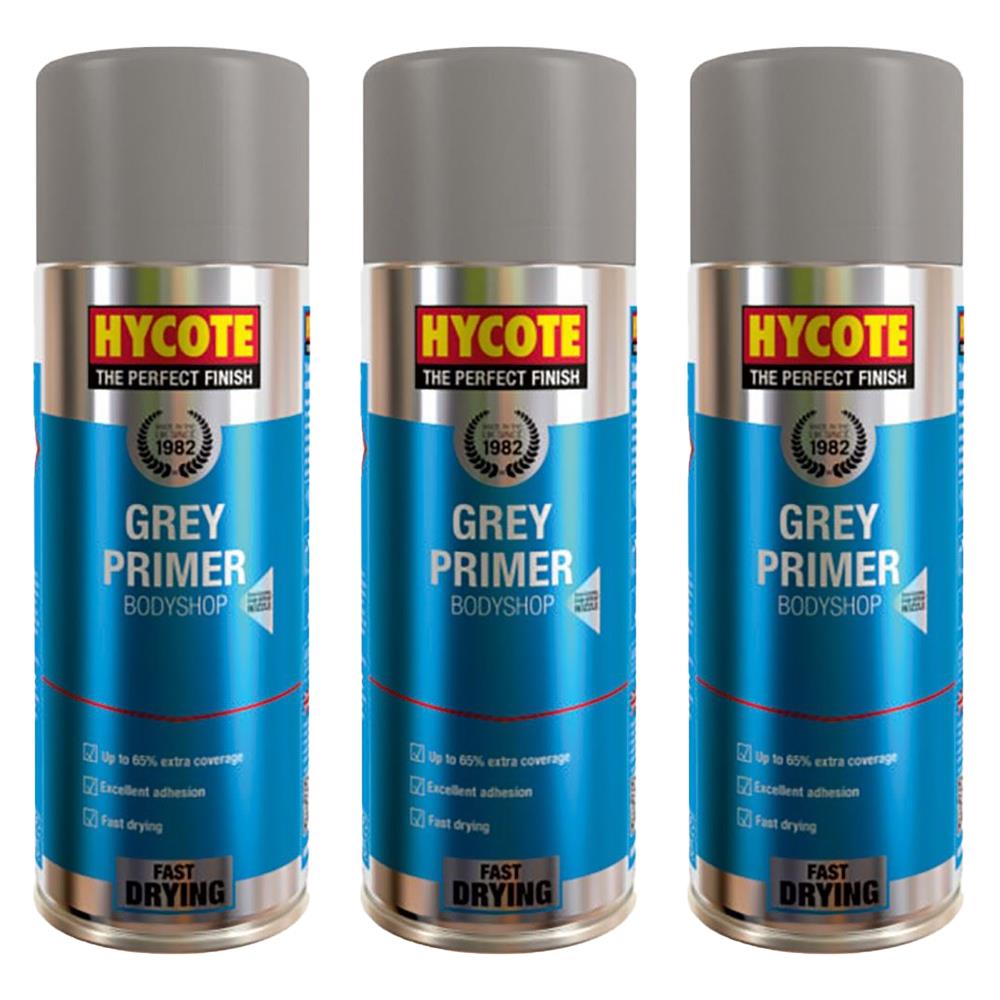 3X Hycote Bodyshop Grey Primer Spray 400ml Spray Paint