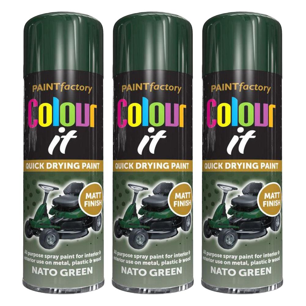 3X Paint Factory Nato Green Matt Spray Paint 250ml Spray Paint