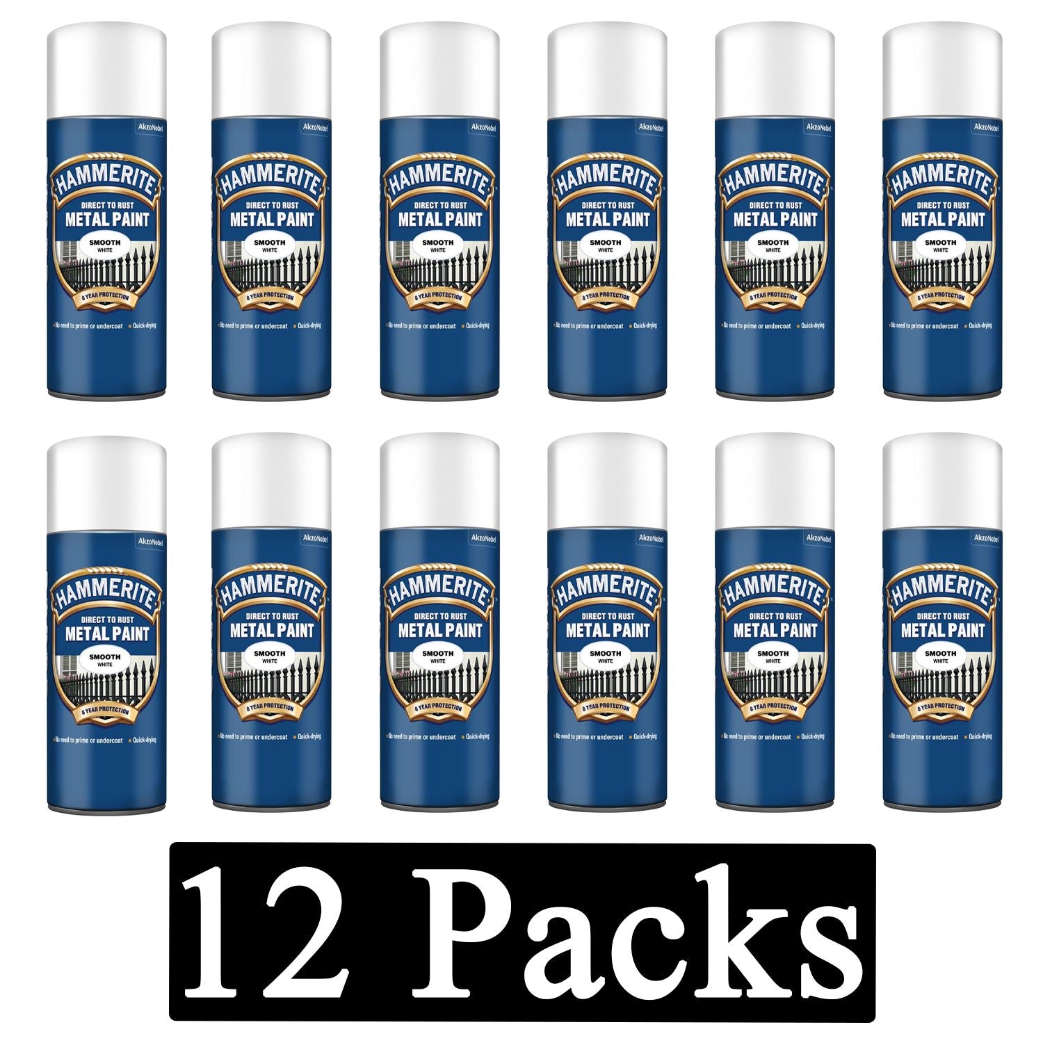12X Hammerite Smooth White Spray Paint 400ml Spray Paint