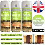 3X Clear Matt Varnish Spray 250ml Spray Paint