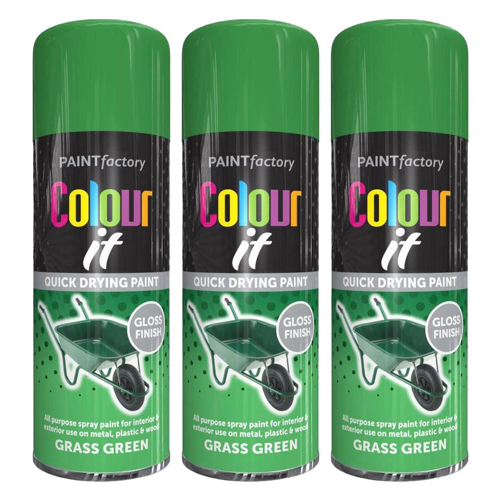 3X Grass Green Gloss Spray Paint 250ml Spray Paint