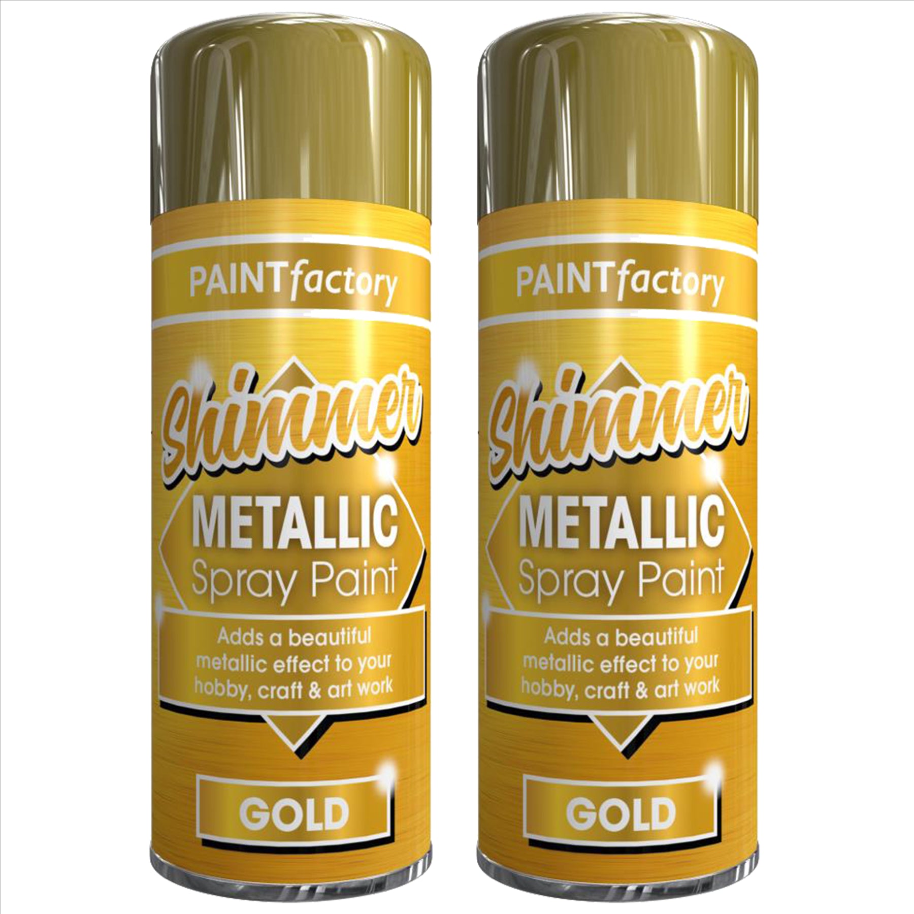 2X Paint Factory All Purpose Gold Metallic Spray Paint 200ml Spray Paint