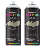 2X Olive Mist RAL 100 60 20 Gloss Spray Paint 400ml