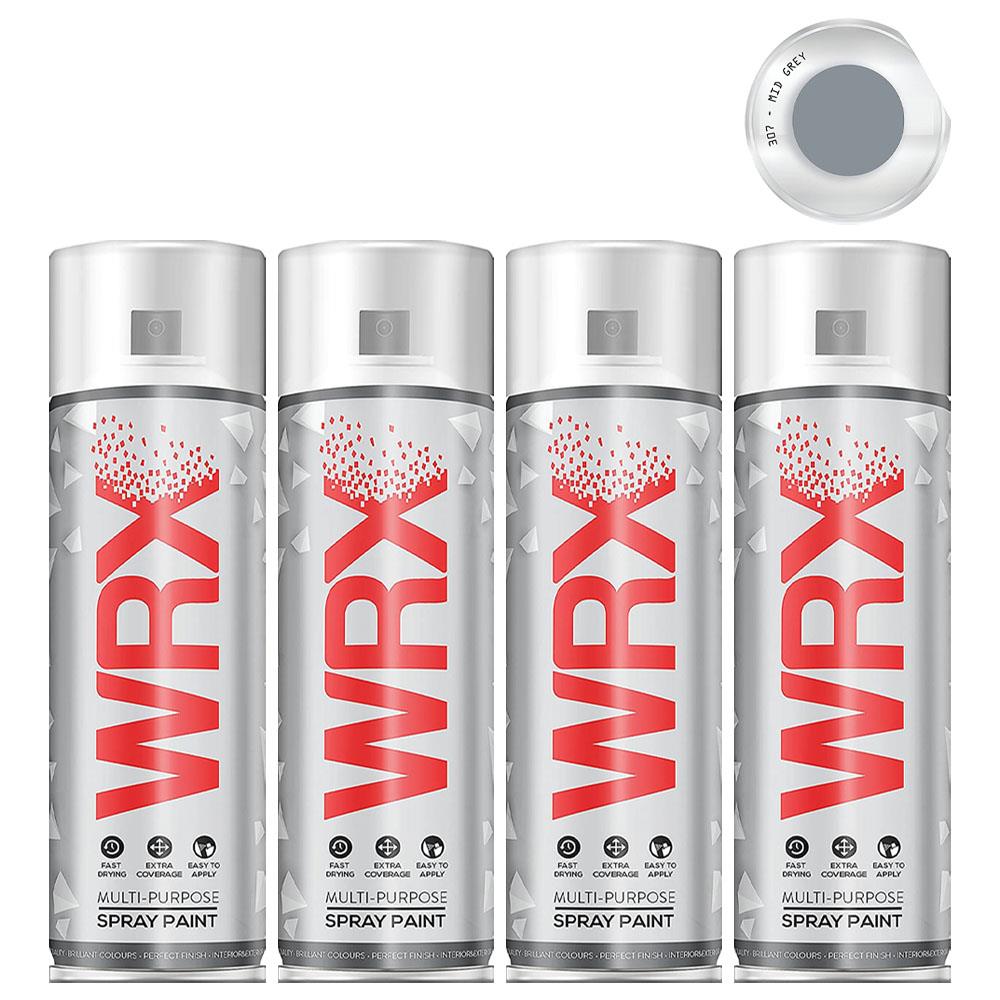 4X WRX Mid Grey Spray Paint Acrylic 400ml Spray Paint