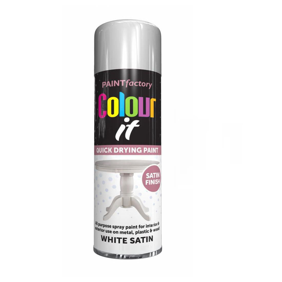 Paint Factory White Satin Spray Paint 250ml Spray Paint