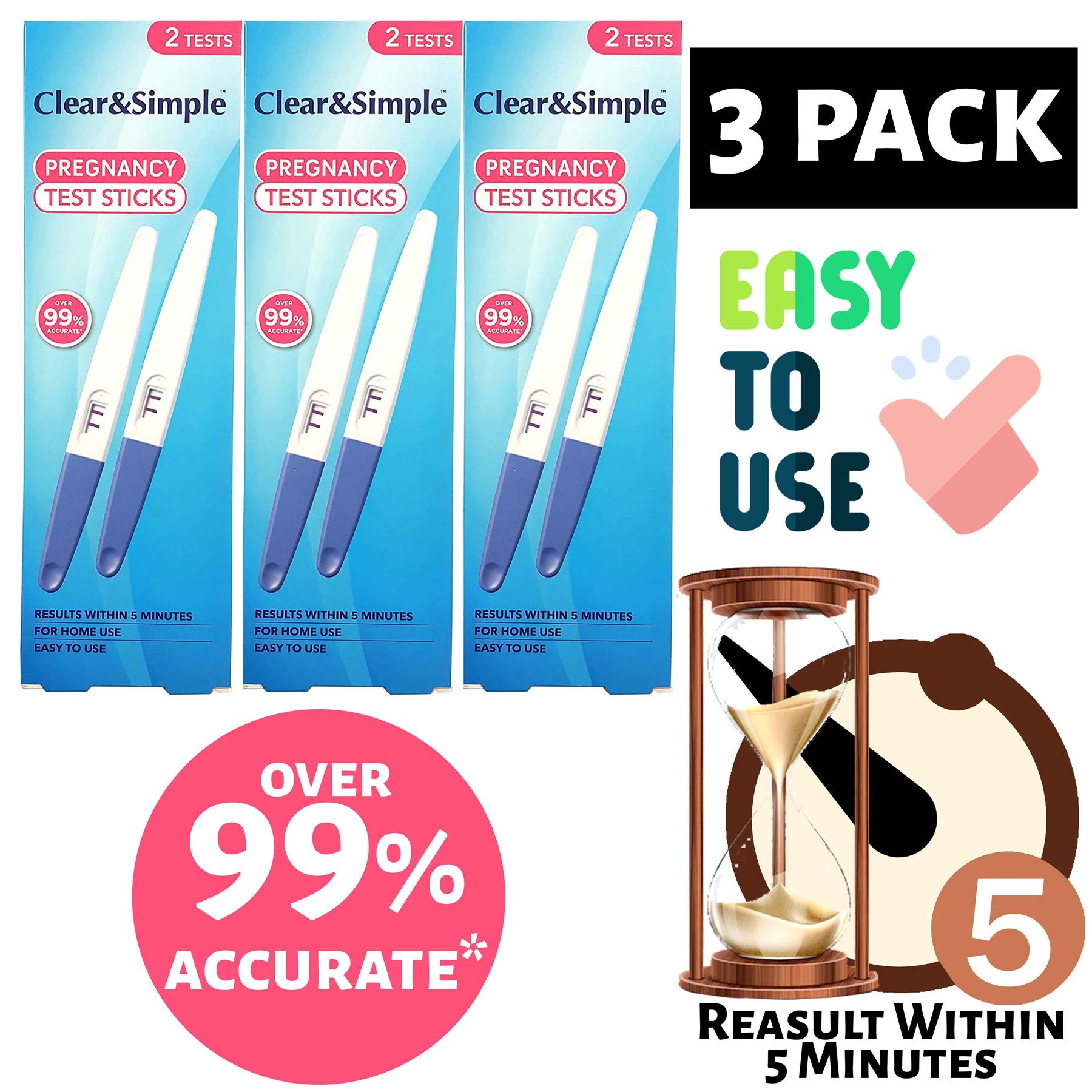 3X Clear & Simple Pregnancy Test Stick Twin Pack Pregnancy Test
