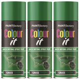 3X Paint Factory Grass Green Gloss Spray Paint 400ml.