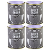 4X Grey Gloss Non-Drip Paint 300ml Tin Paint