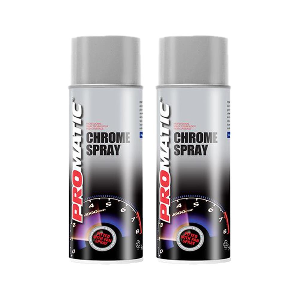 2X Promatic Chrome Spray Paint 400ml Spray Paint