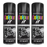 3X Paint Factory Black Gloss 250ml Spray Paint