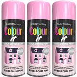 3X Paint Factory Bubblegum Pink Gloss Spray Paint 400ml Spray Paint