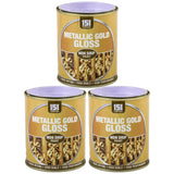 3X Metallic Gold Gloss Non-Drip Paint 300ml Tin Paint