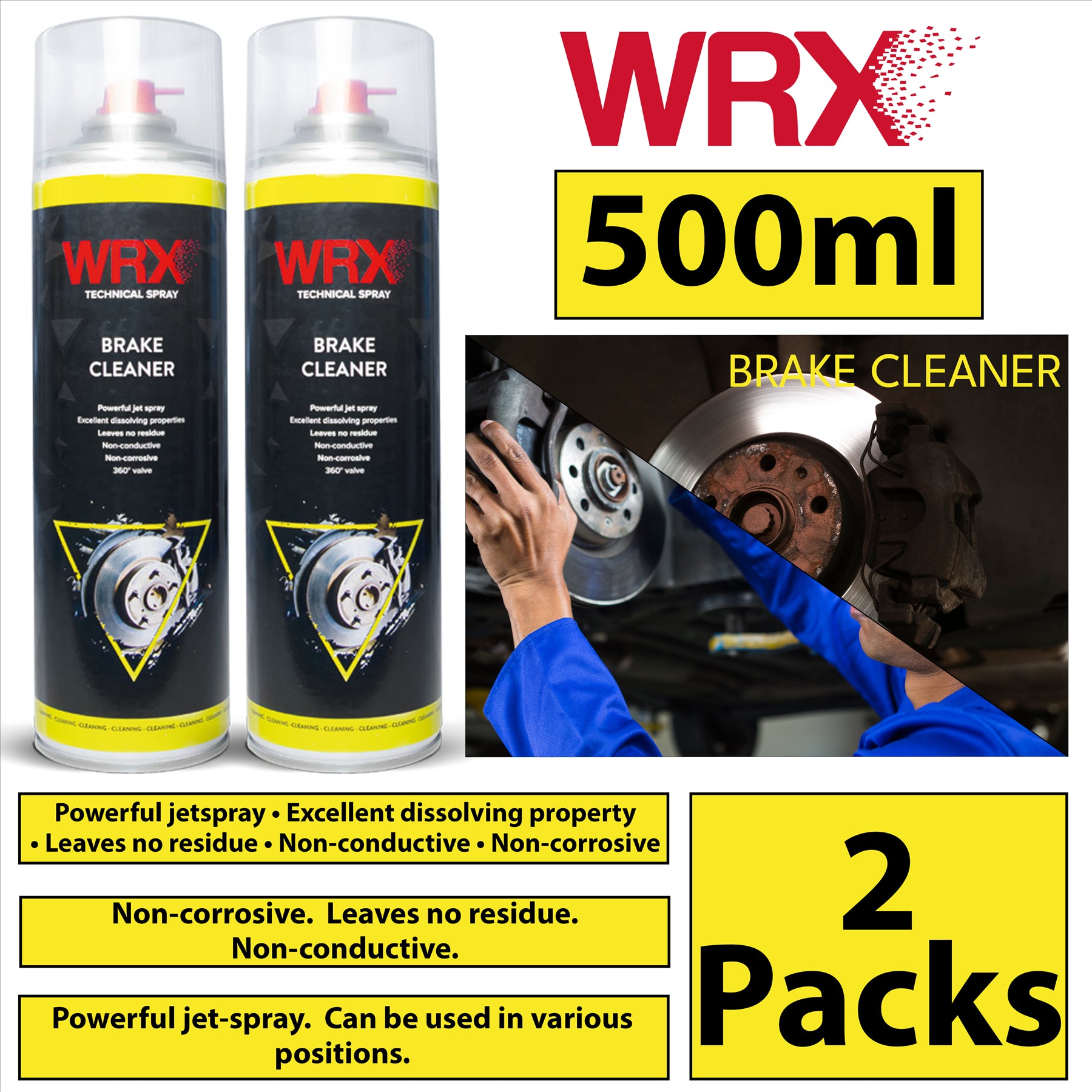 2X WRX Brake Cleaner Spray 500ml Technical Spray