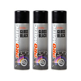 3X Promatic Gloss Black Spray Paint 500ml Spray Paint