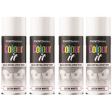 4X Paint Factory White Satin Spray Paint 400ml