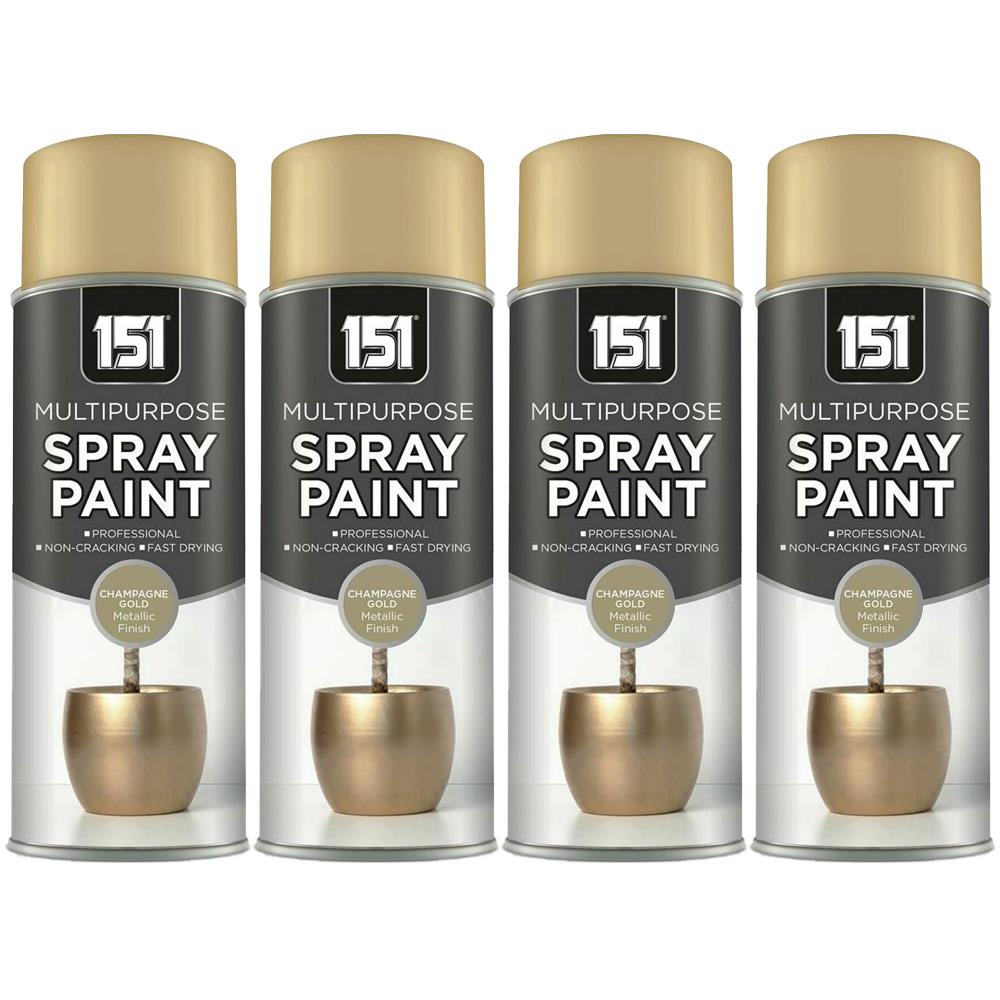 4X 151 Champagne Gold Metallic Gloss Spray Paint 400ml Spray Paint