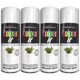 4X Paint Factory Brilliant White Gloss Spray Paint 400ml Spray Paint