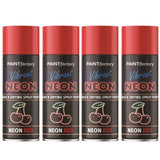 4X Paint Factory Red Fluorescent Neon Spray Paint 200ml