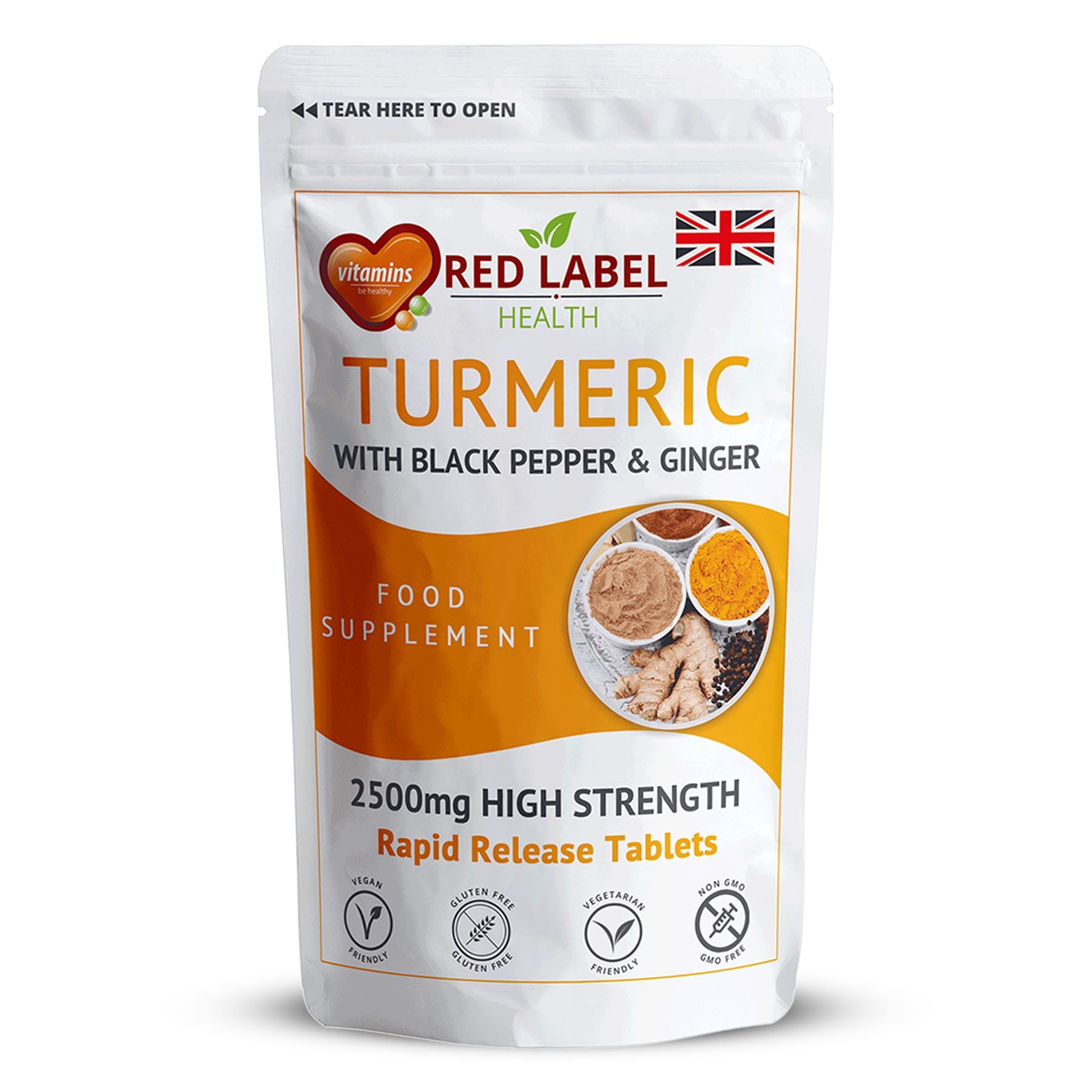 Turmeric with Black Pepper & Ginger 400 Tablets - 2620mg Turmeric