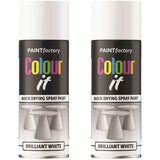 2X Paint Factory Brilliant White Gloss Spray Paint 400ml