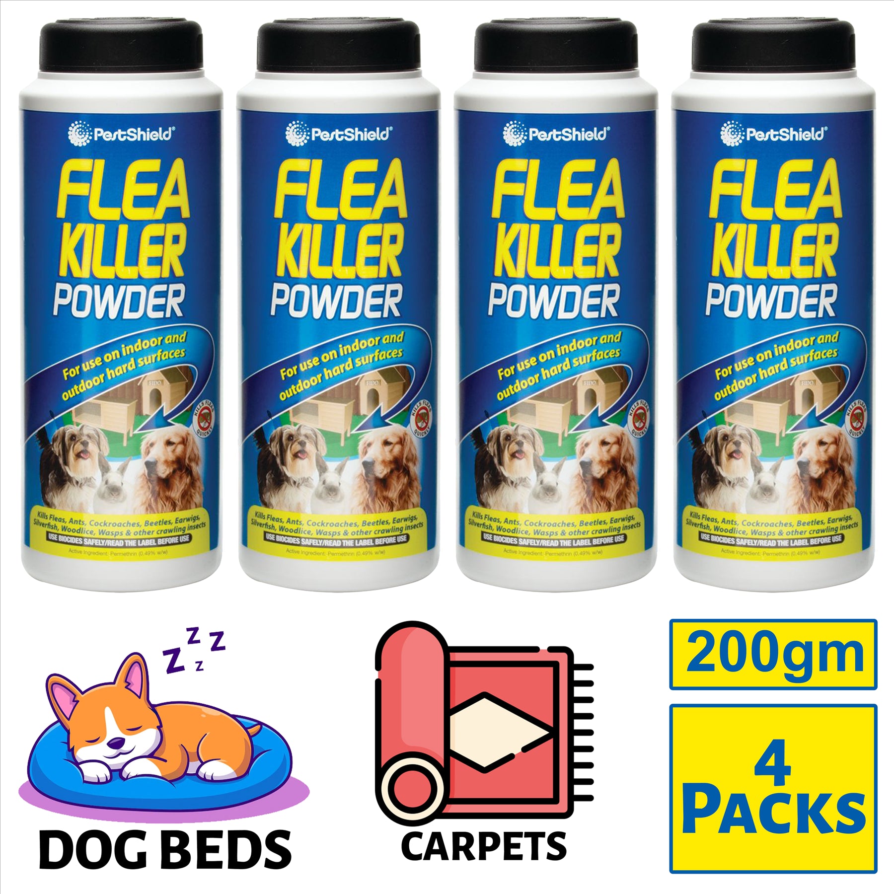 4X Flea Killer Powder 200G Pet supplies