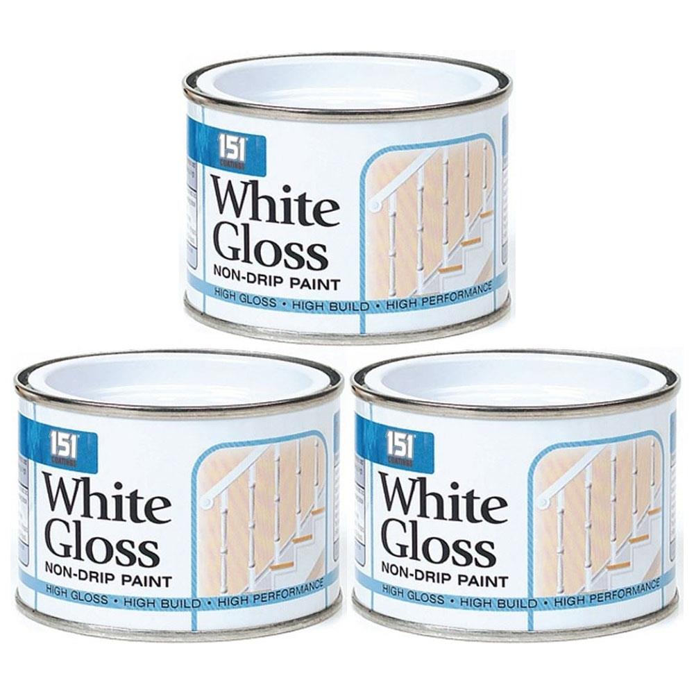 3X Non-Drip White Gloss Paint Tin 180ml Tin Paint