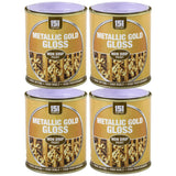 4X Metallic Gold Gloss Non-Drip Paint 300ml Tin Paint