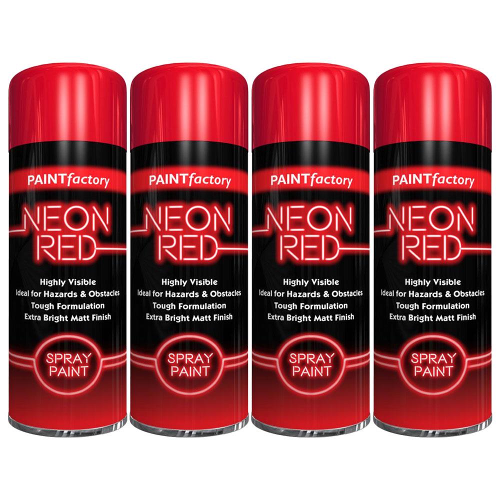 4X Paint Factory Red Fluorescent Neon Spray Paint 200ml Spray Paint