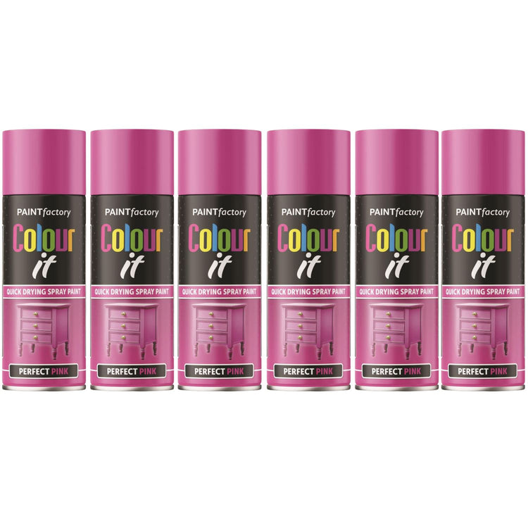 6X Paint Factory Perfect Pink Gloss Spray Paint 400ml