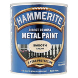 Hammerite Smooth Cream Paint 750ml With 1" Paint Brush