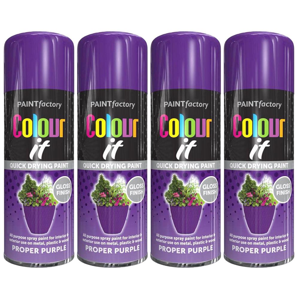 4X Paint Factory Proper Purple Gloss Spray Paint 250ml Spray Paint