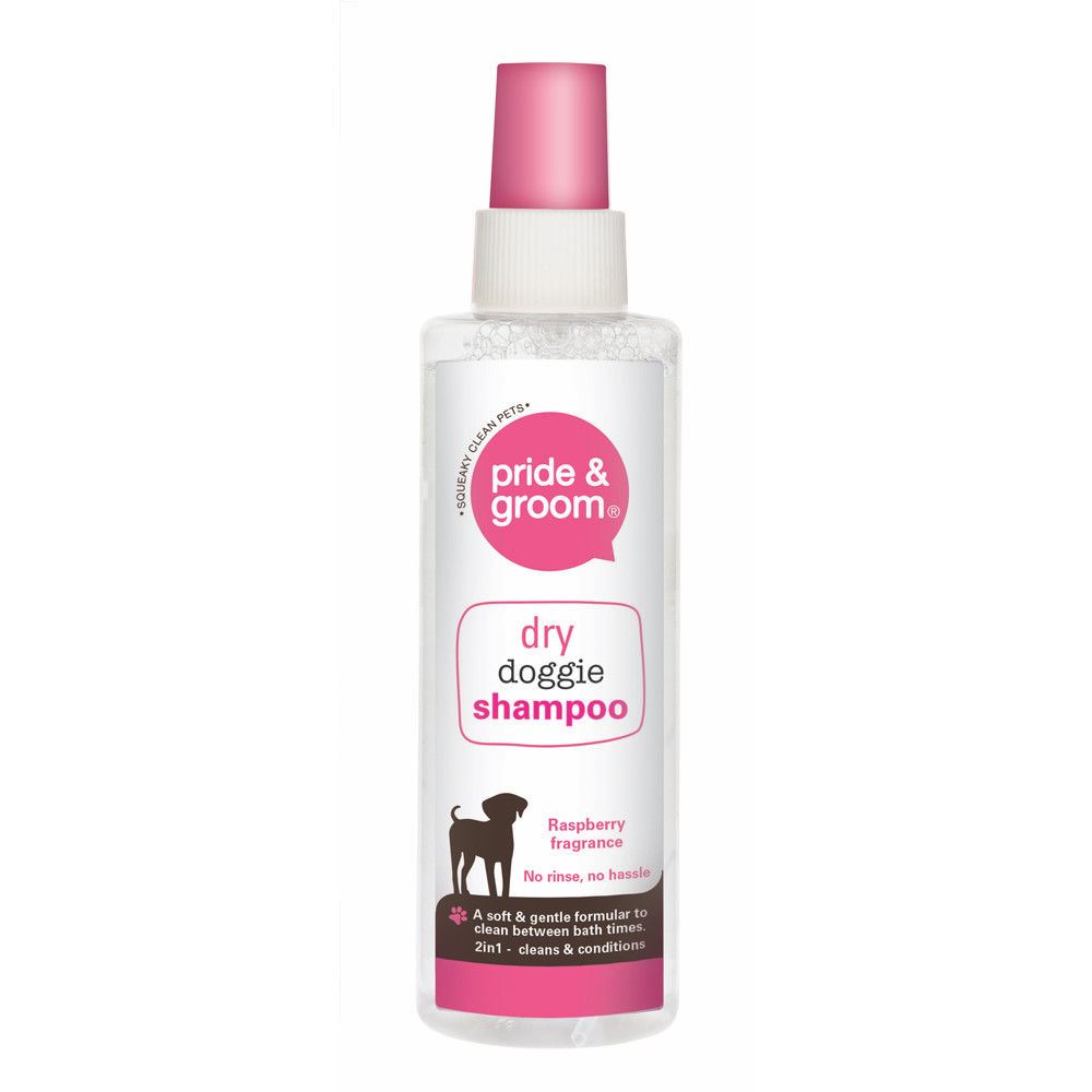 Pride & Groom Raspberry Dry Dog Shampoo 200ml Pet supplies