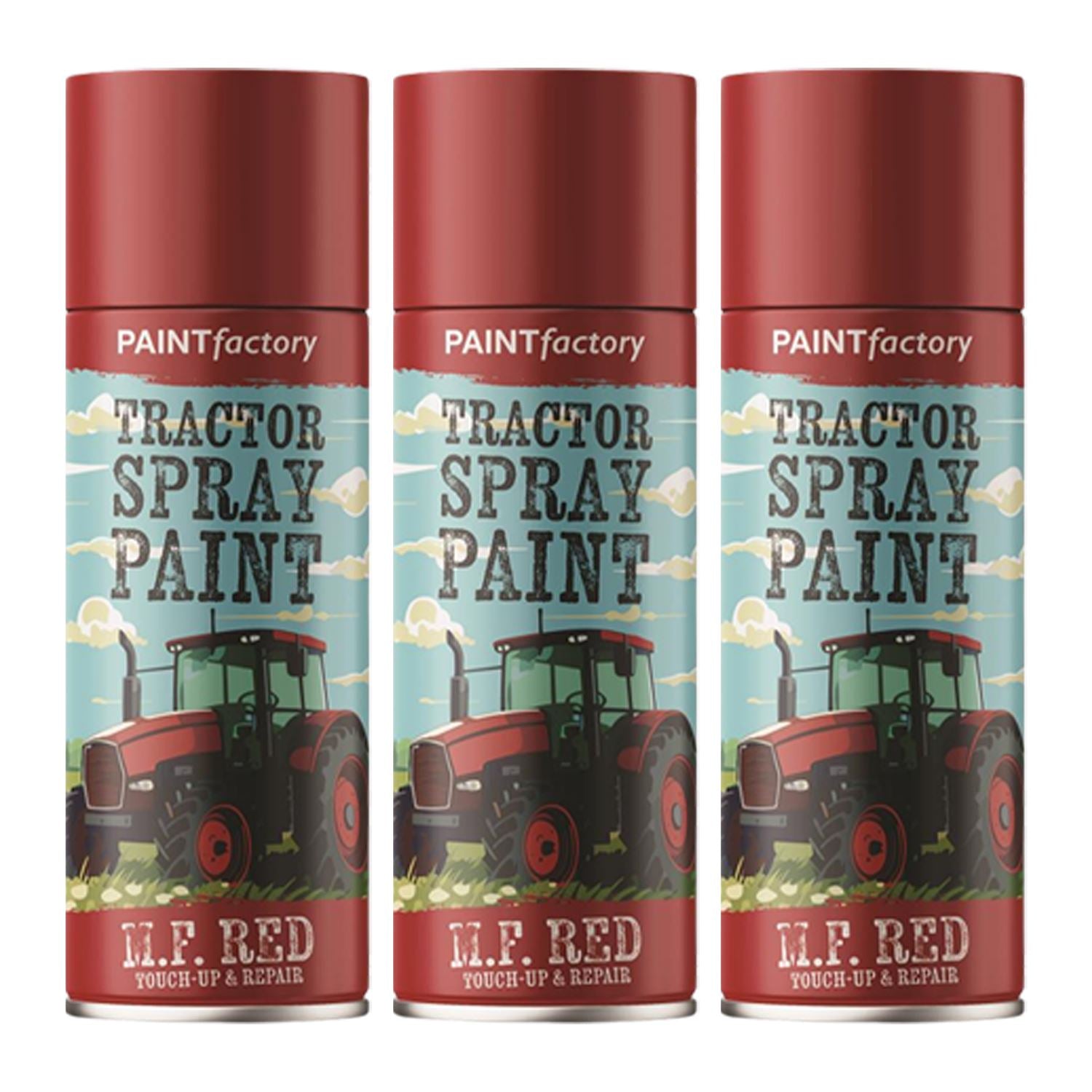 3X - Tractor Spray Paint Massey Ferguson Red 400ml Spray Paint