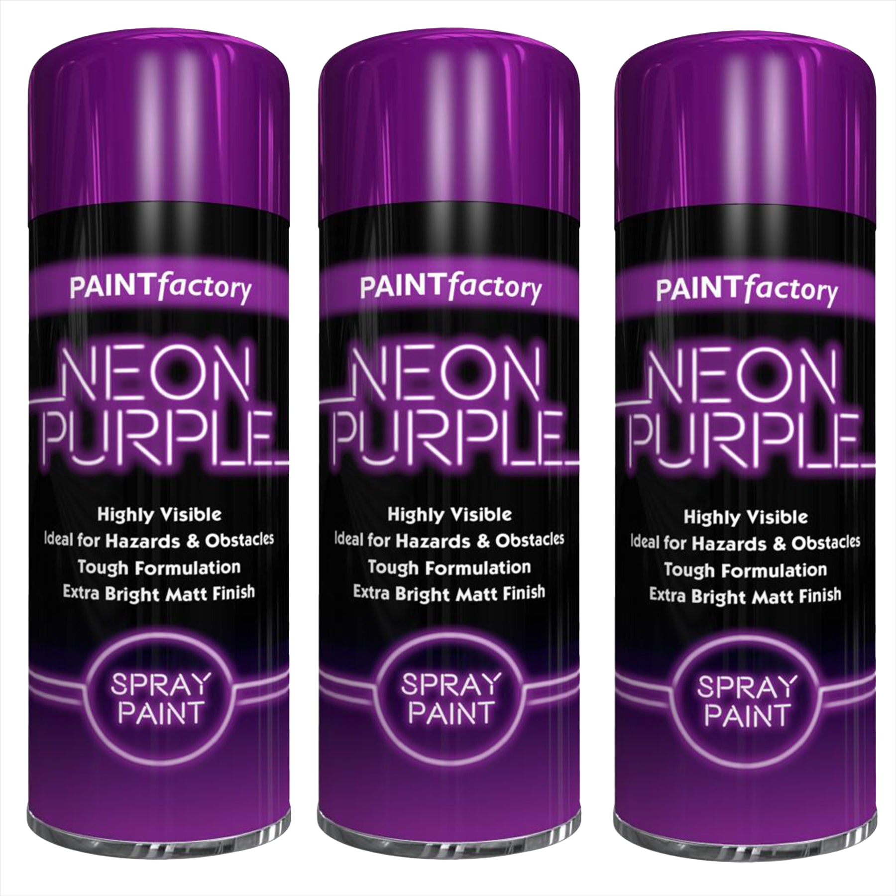 3X Paint Factory Purple Fluorescent Neon Spray Paint 200ml Spray Paint
