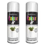 2X Paint Factory Brilliant White Gloss Spray Paint 400ml Spray Paint