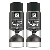 2X 151 Black Satin Spray Paint 400ml Spray Paint