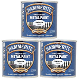 3X Hammerite Smooth White Paint 250ml Tin Paint