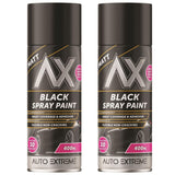 2X Auto Extreme Black Matt Spray Paint 400ml