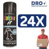 24X - Paint Factory Flat Matt Black Spray Paint 250ml