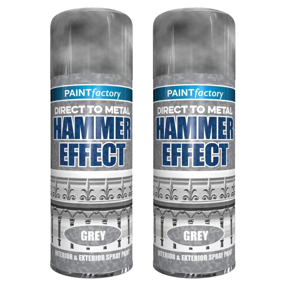 2X Paint Factory Grey Hammered Spray Paint 400ml Spray Paint