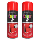 2X Paint Factory Crimson Red Gloss Spray Paint 400ml Spray Paint