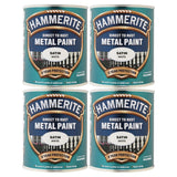 4X Hammerite Satin White Paint 750ml Tin Paint