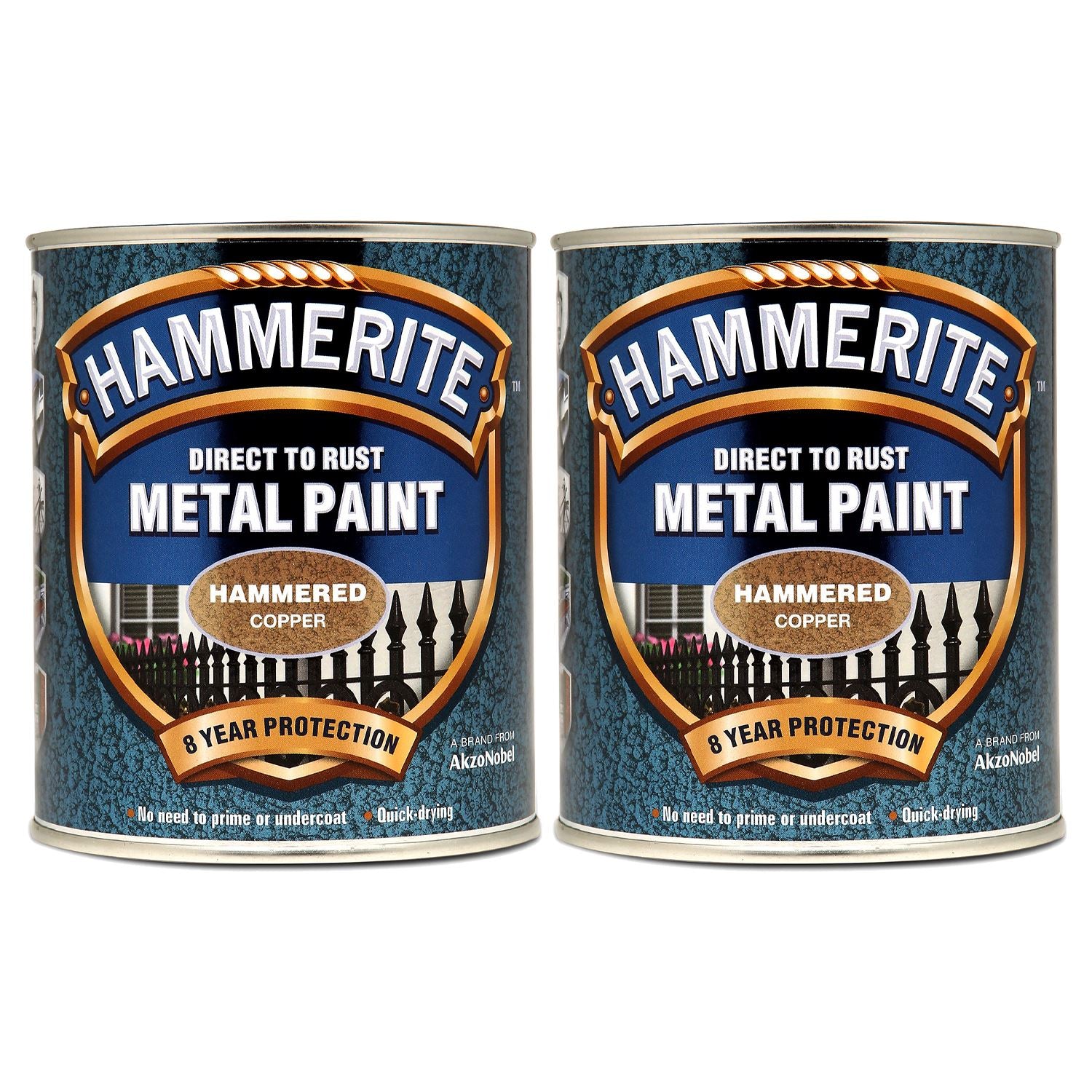 2X Hammerite Hammered Copper Paint 750ml Tin Paint