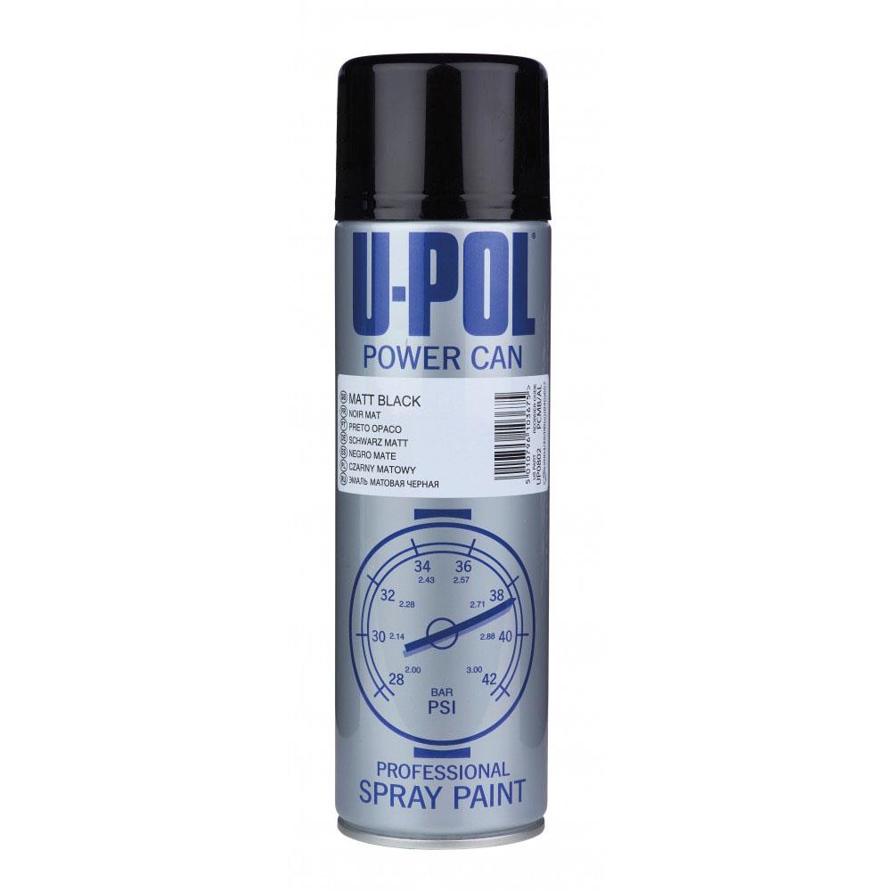 Upol Power Can Topcoat Matt Black Aerosol Spray 500ml Spray Paint